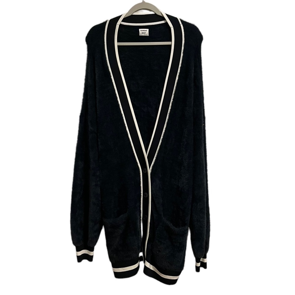 Aritzia Sunday Best Oversized Ellis NAVY Cardigan L